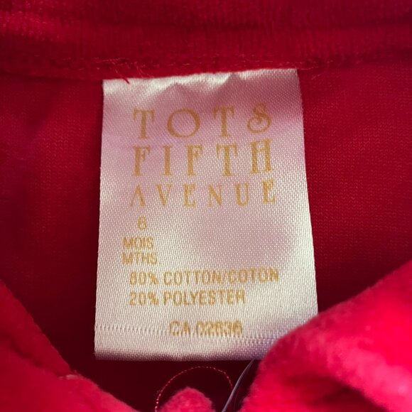 Tots Fifth Avenue Baby Footed Romper Size 6M | Red Velour Striped Pajamas VGUC - Picture 3 of 16